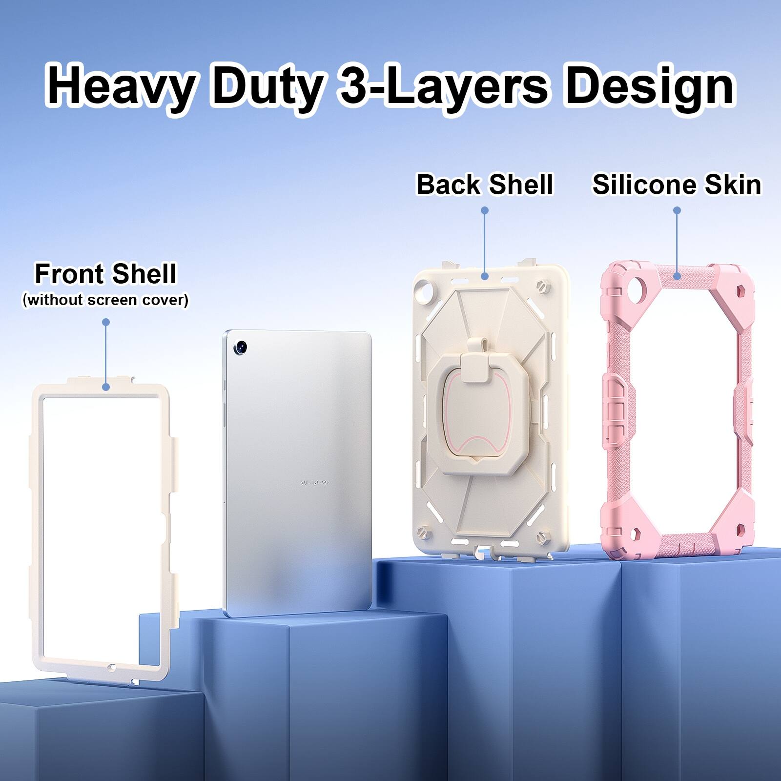 Heavy Duty 3-Layers Design Back Shell Silicone Skin Front Shell (without screen cover)