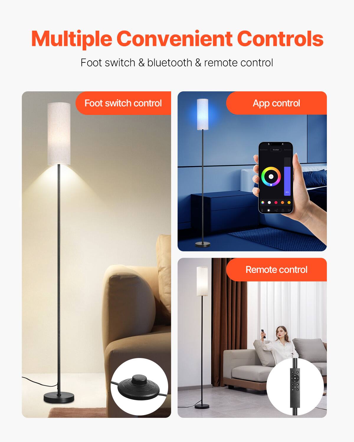 Multiple Convenient Controls

Foot switch & bluetooth & remote control

Foot switch control

App control

Remote control