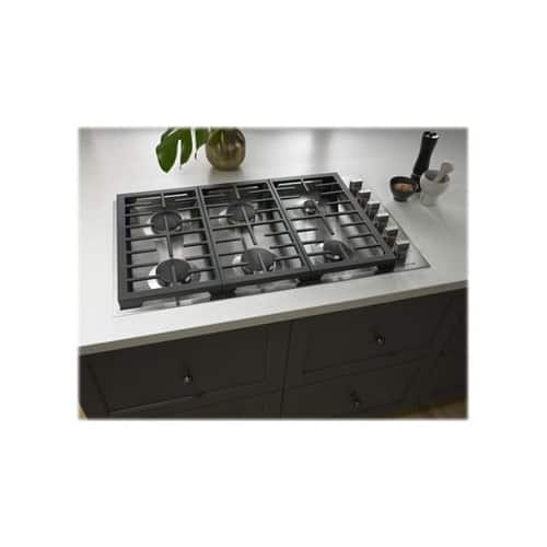 Left View: JennAir - 36" Gas Cooktop - Stainless steel