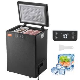 VEVOR - Chest Freezer, 2.22 Cu.ft/63L Compact Deep Freezer, Free Standing Top Open Door Chest Freezers with 2 Removable Baskets - Black