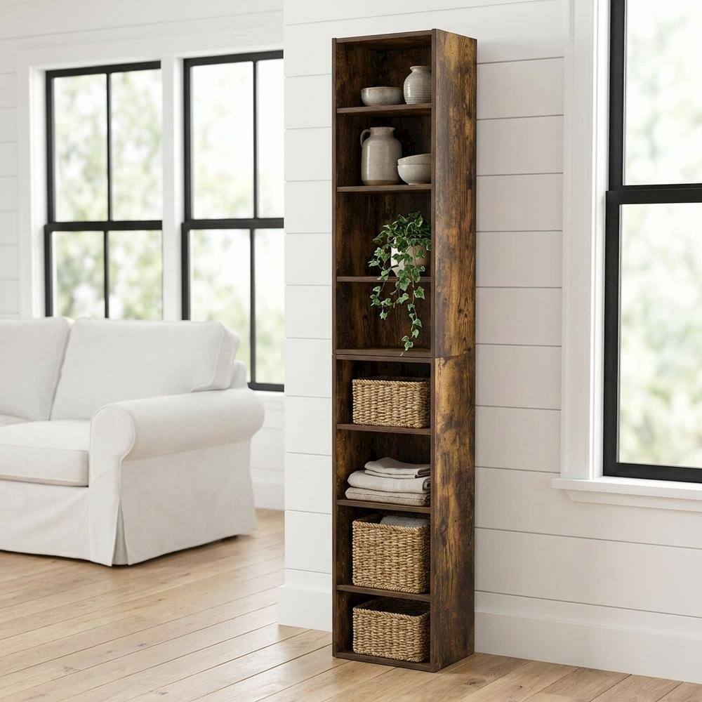 Angle. FurniFact - Wooden Bookcase in Classic Finish for Home & Office Storage - Amber Pine.