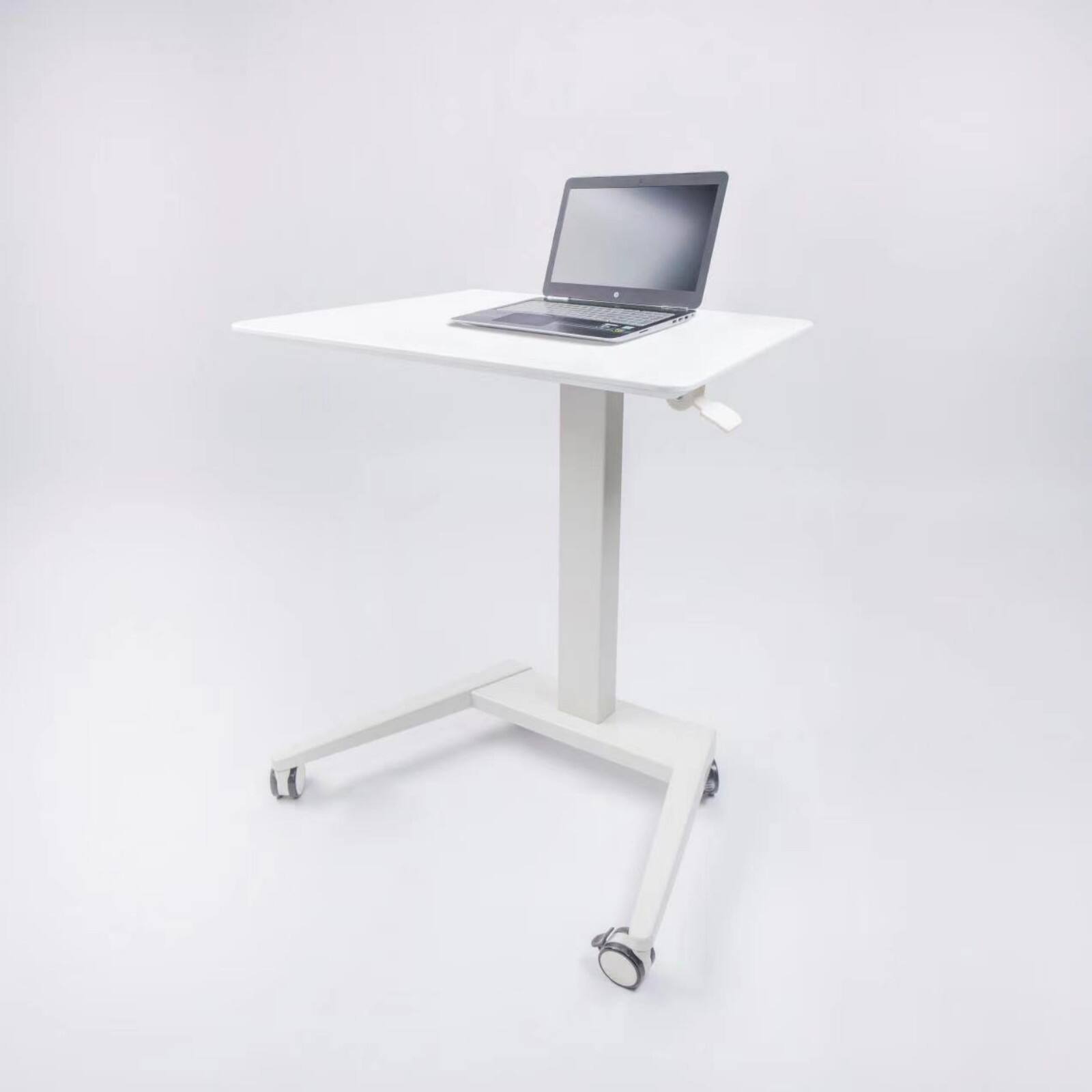 Alt View 7. Glintex - Compact Adjustable Desk with Manual Height Adjustment 29.5''-43.3'', Sturdy Small Standing or Sitting Workstation - White.