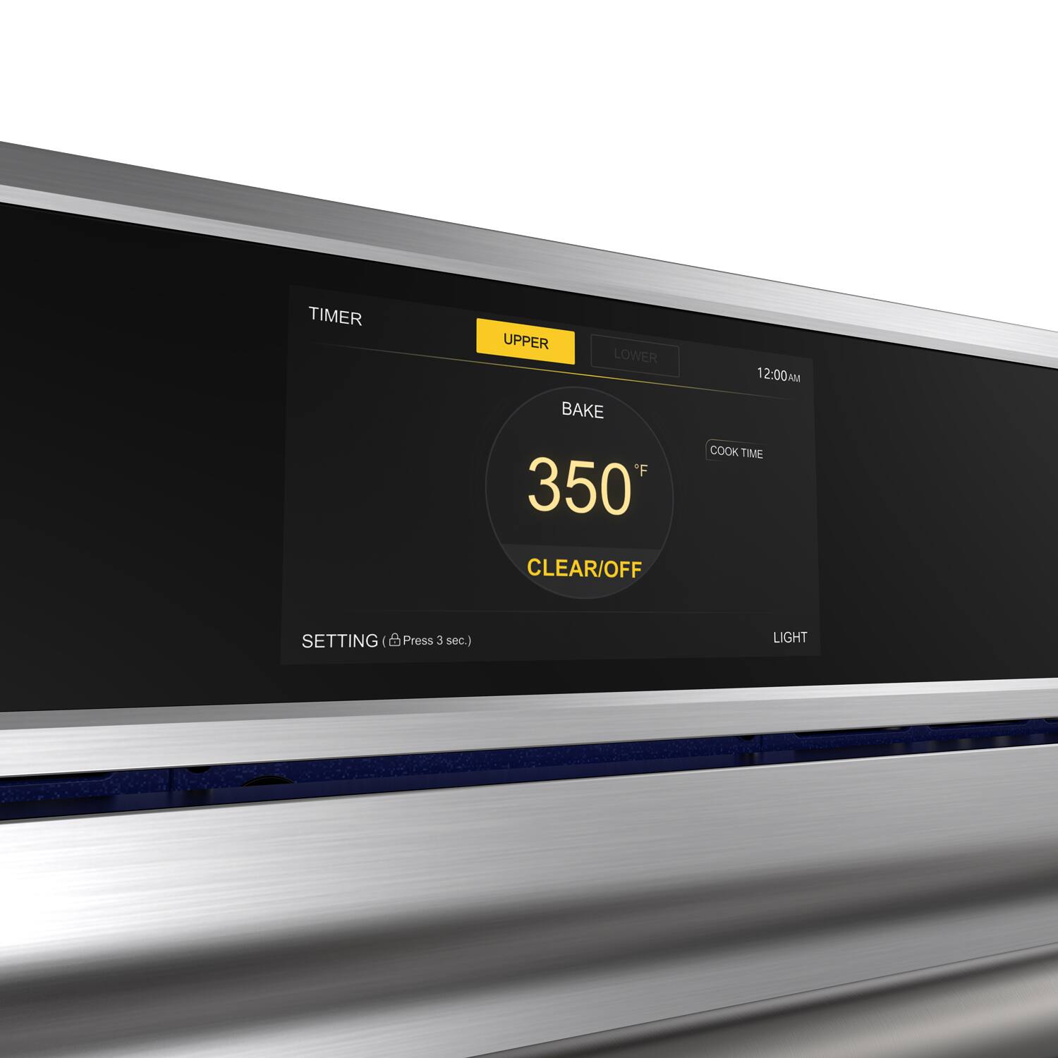 TIMER  
UPPER  
BAKE  
350°F  
CLEAR/OFF  
COOK TIME  
12:00 AM  
SETTING (Press 3 sec.)  
LIGHT