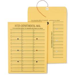 Staples - Button & String Inter-Departmental Kraft Envelopes, 10" x 13", 100/Box - Brown Kraft