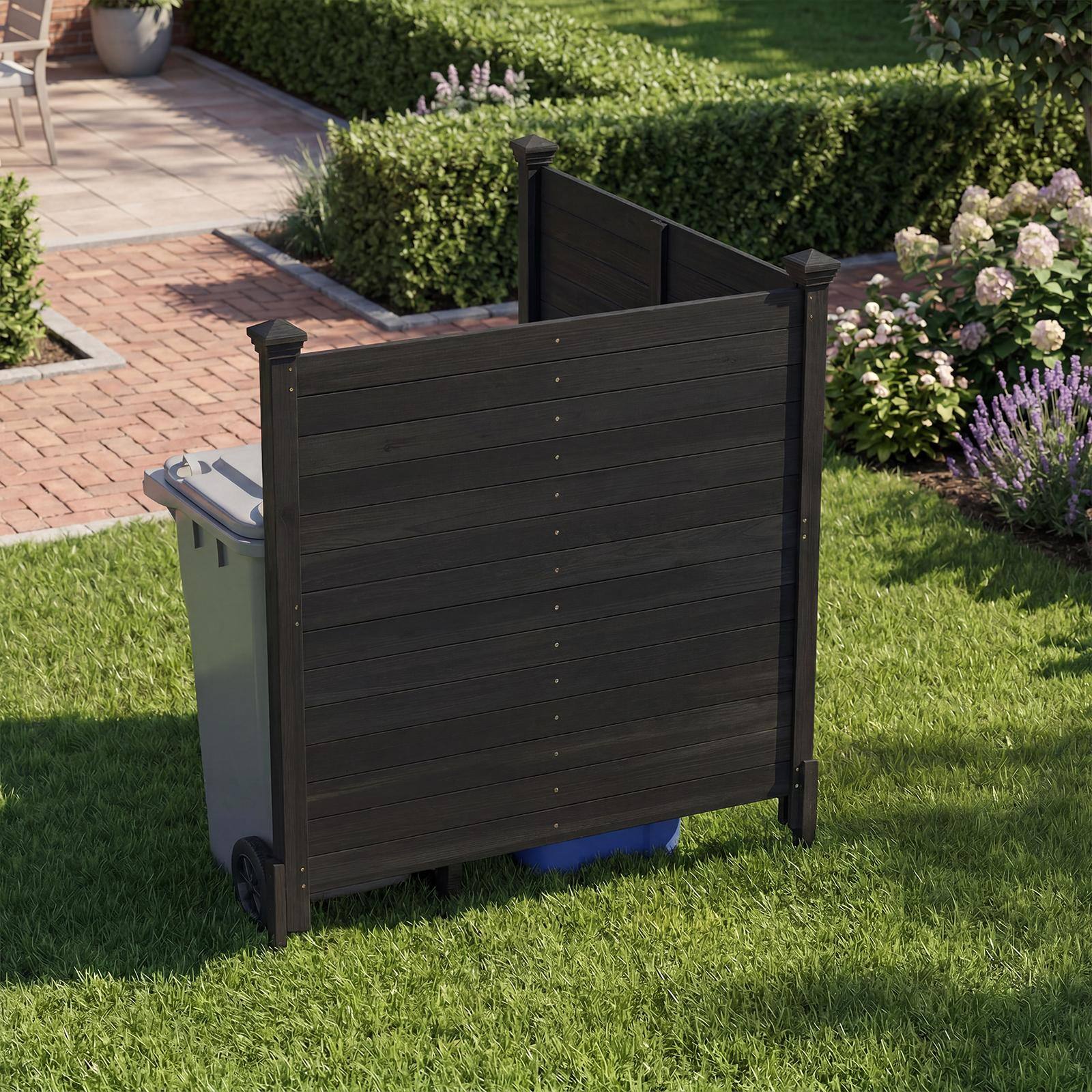 Alt View 1. Costway - Costway Outdoor Privacy Fence, 47 x 47-Inch 2-Panel Air Conditioner Fence for Outside - Black.