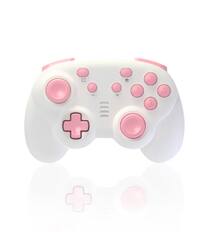 Front. turbX - Mini Mate Wireless Gaming Controller for Switch & PC, LED RGB Charging Stand, 6-Axis Gyro, 3D Joystick - Pink.