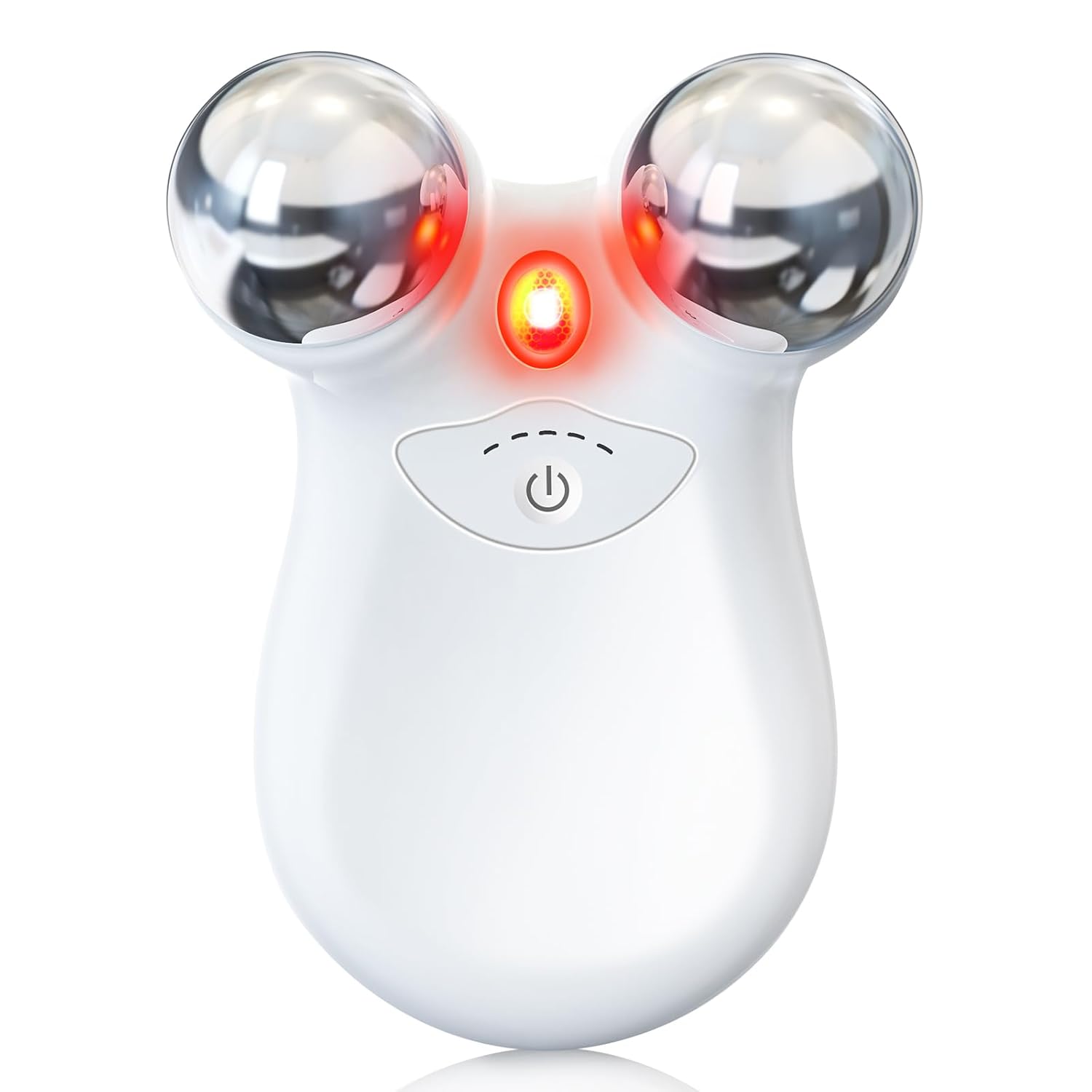 Front. Luckbyte - Device with Red Light, 5 Levels, Portable Face and Neck Massager, White - White.