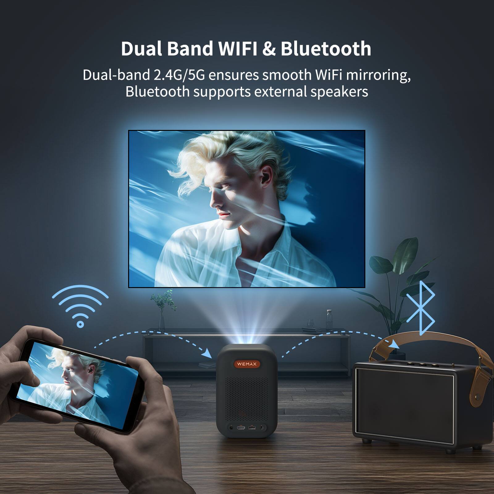 Dual Band WIFI & Bluetooth

Dual-band 2.4G/5G ensures smooth WiFi mirroring, Bluetooth supports external speakers.