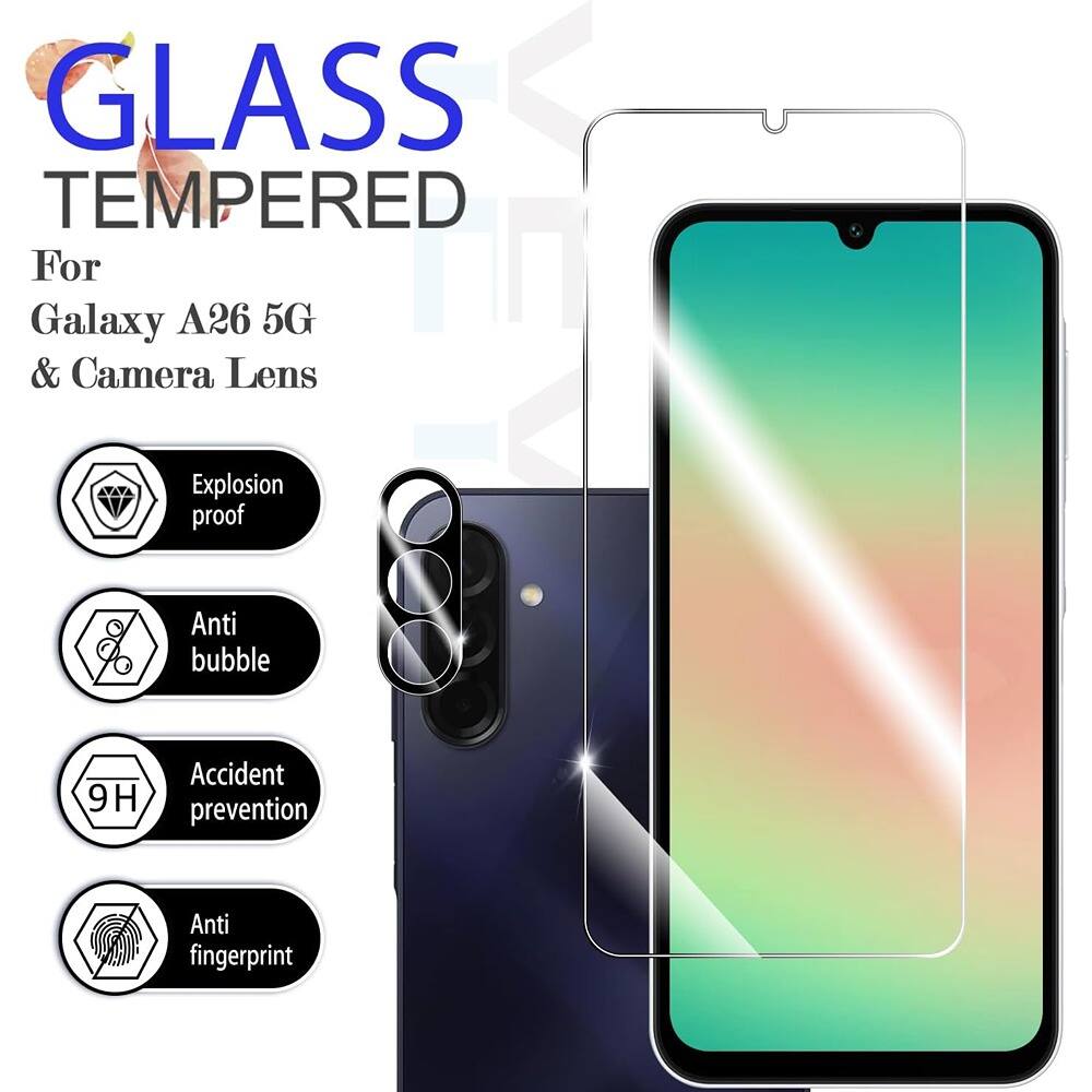 GLASS TEMPERED  
For Galaxy A26 5G & Camera Lens  

- Explosion proof  
- Anti bubble  
- Accident prevention  
- Anti fingerprint