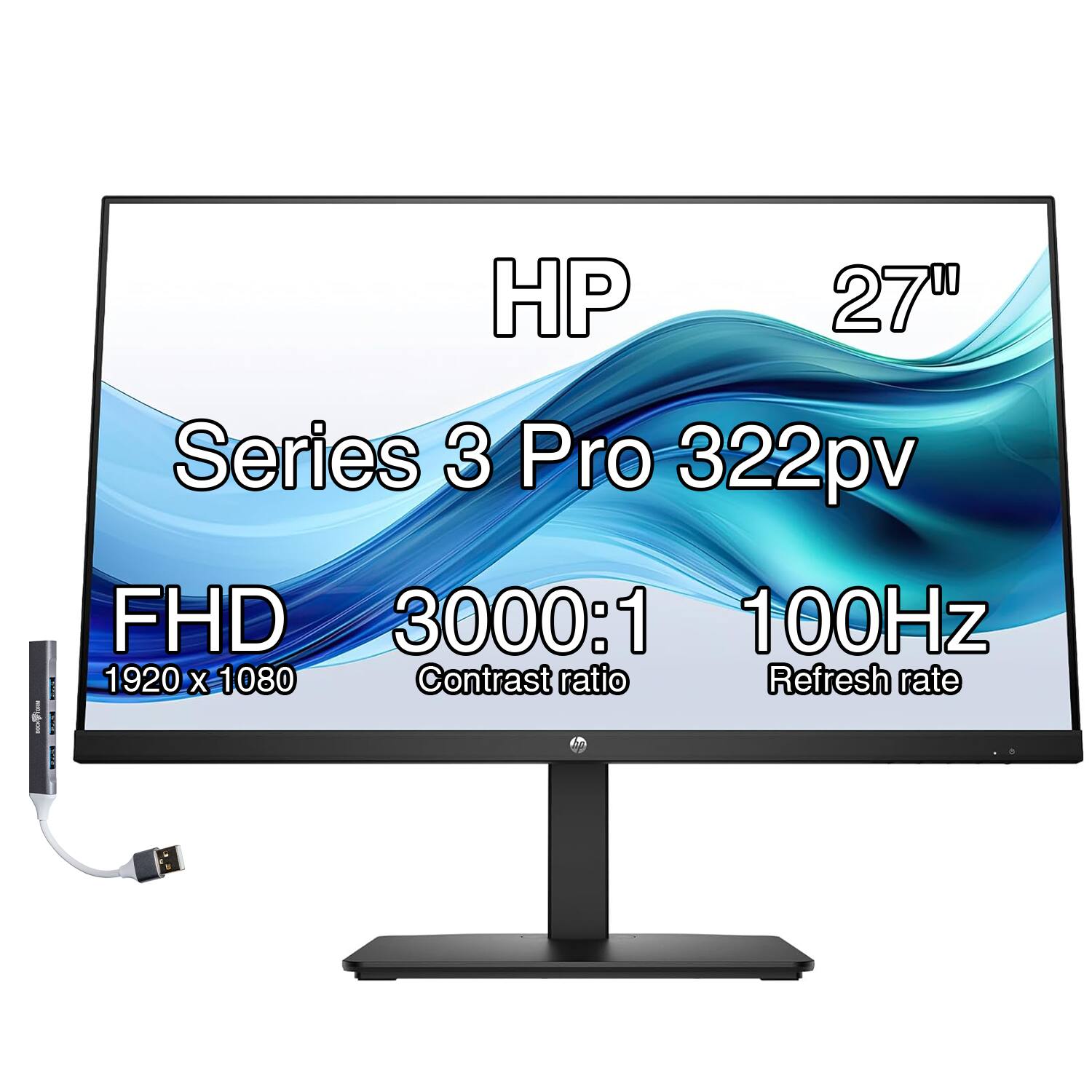 HP 27" Series 3 Pro 322pv FHD 3000:1 Contrast ratio 100Hz Refresh rate 1920 x 1080