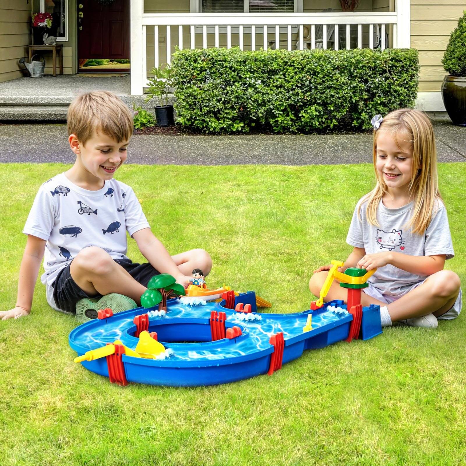 Alt View 1. Glintex - Water Play Table for Toddlers, Outdoor Kids Activity Waterway with 39PCS Accessories, Backyard Sensory Toy Ages 3+.