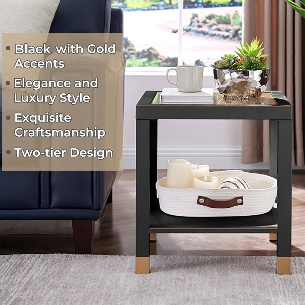 Black with Gold Accents  
Elegance and Luxury Style  
Exquisite Craftsmanship  
Two-tier Design