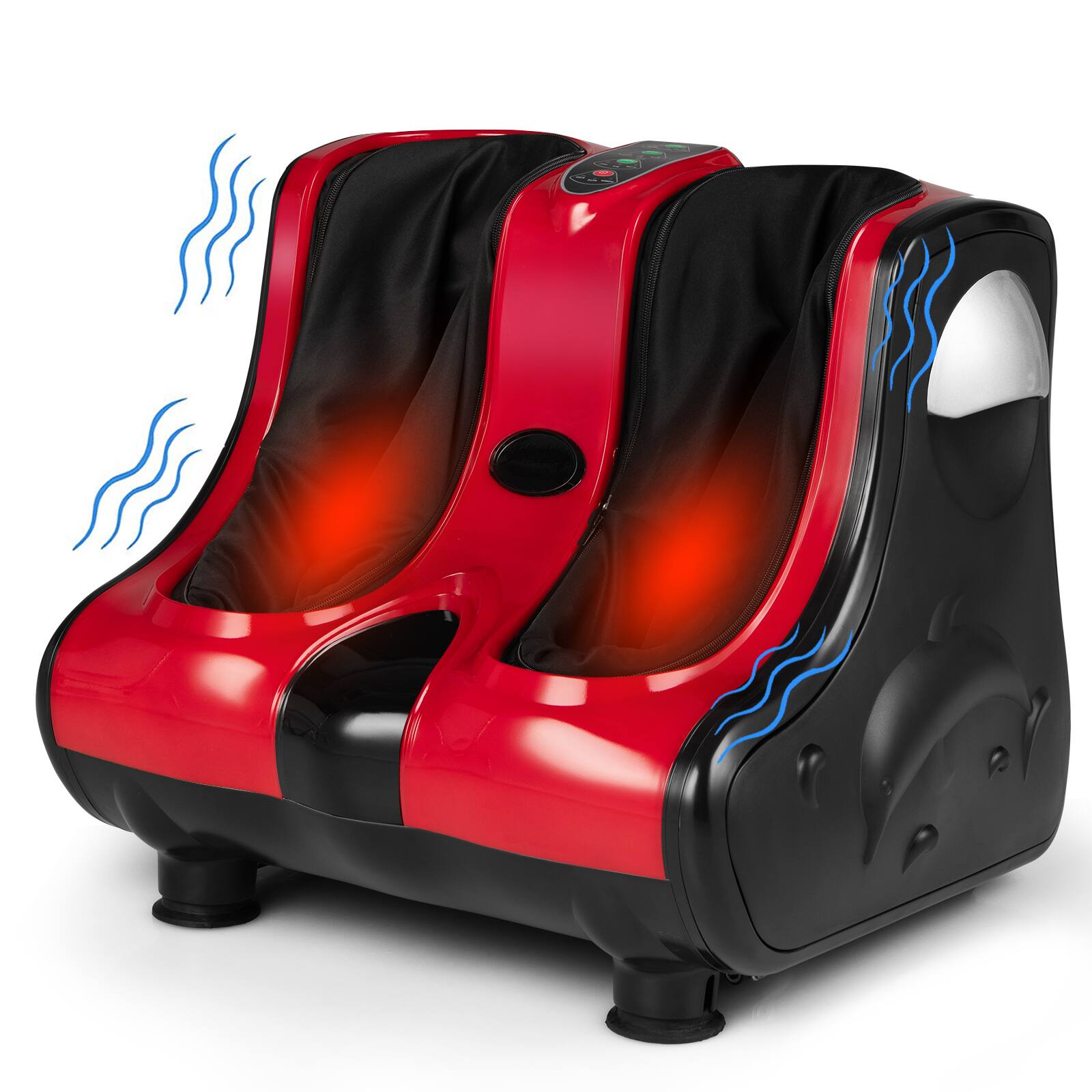 Alt View 3. HONGGE - Foot and Calf Shiatsu Massager with Heat, Vibration, and Tilt Base - Red.