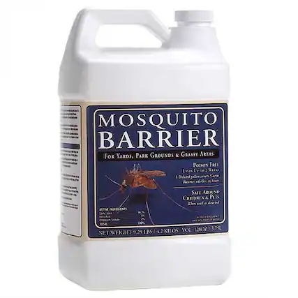 MOSQUITO BARRIER FOR YARDS, PARK GROUNDS & GRASSY AREAS POISON FREE
Lasts Up to 14 Days
Dibutyl Tertiary Amine
ACTIVE INGREDIENTS
Larvicide
SAFE AROUND CHILDREN & PETS
aord Esrected
TOCAL
150% VOL
128 OZ
NET WEIGHT 9.25 LBS / 4.2 KILOS