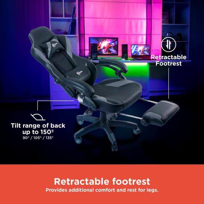 1. Retractable Footrest  
   - Tilt range of back up to 150° (90° / 105° / 135°)  
   - Retractable footrest  
   - Provides additional comfort and rest for legs.