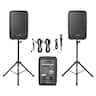 VEVOR - Portable PA System, 300W Powered, Sound System Set with 8 Channel Mixer, Dual Speakers, Wireless Bluetooth, Microphone - Black
