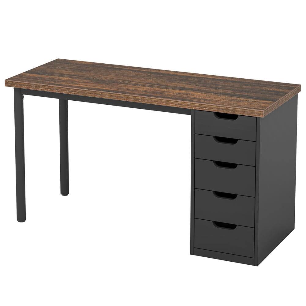 Back. Kadyn - Kadyn Study Writing Desk, Computer Desk,47" Computer Desk with 5 Drawers, Modern Study Table Writing Desk,Black - Black.