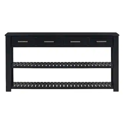 Front. Boyel Living - Stylish 4-Drawer Entryway Console Table with 2 Shelves - Black.