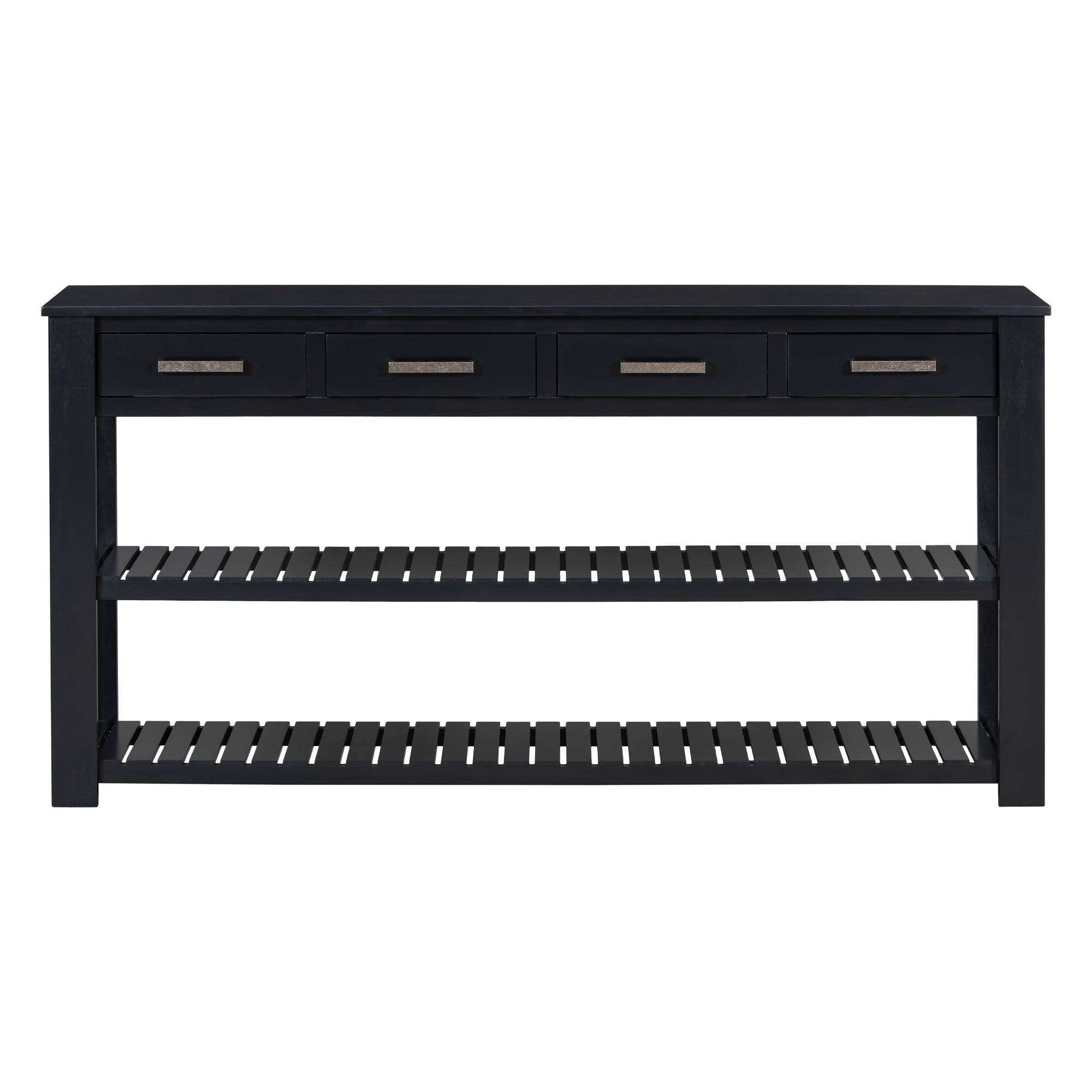 Front. Boyel Living - Stylish 4-Drawer Entryway Console Table with 2 Shelves - Black.