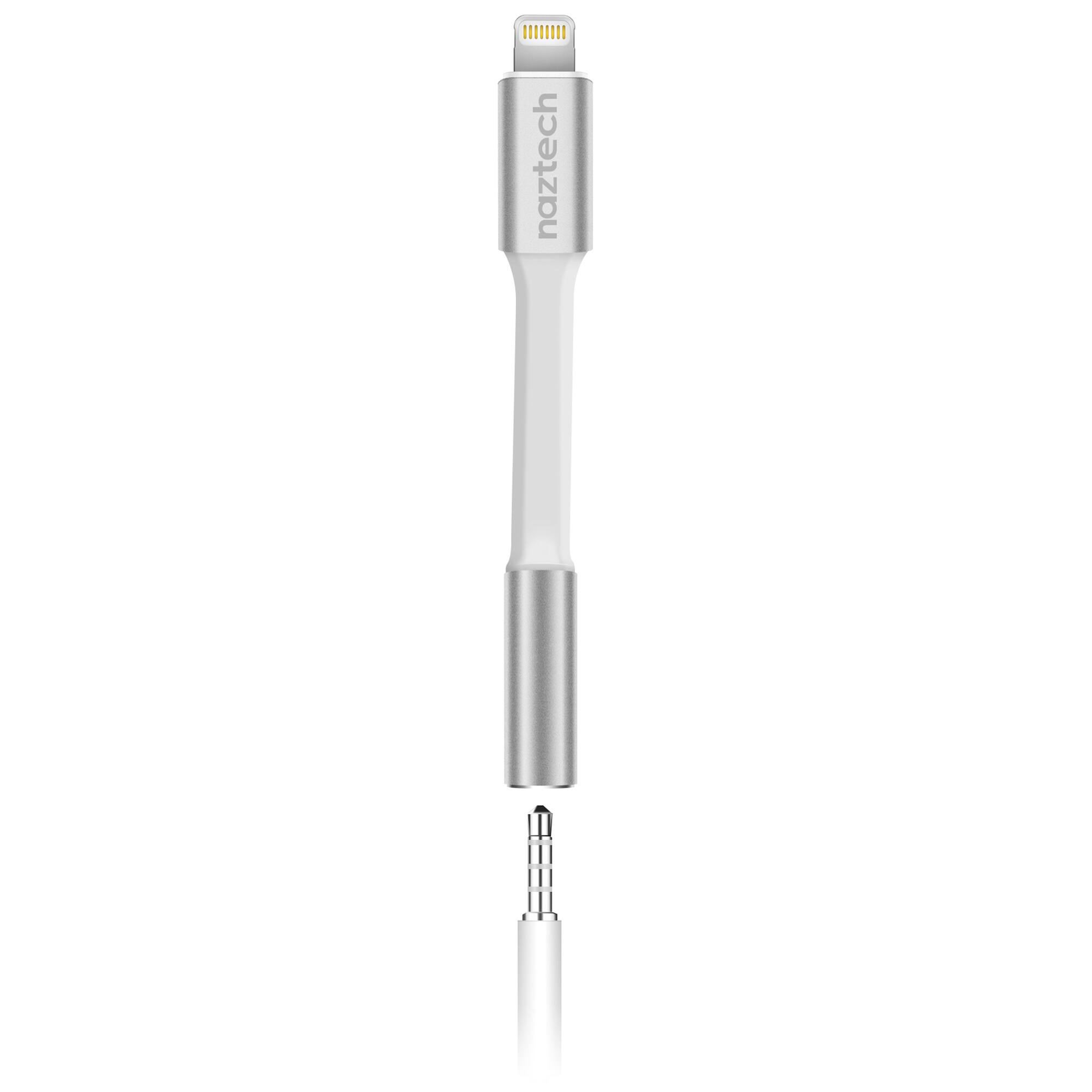 Front. Naztech - MFi Lightning to 3.5mm Adapter - White.