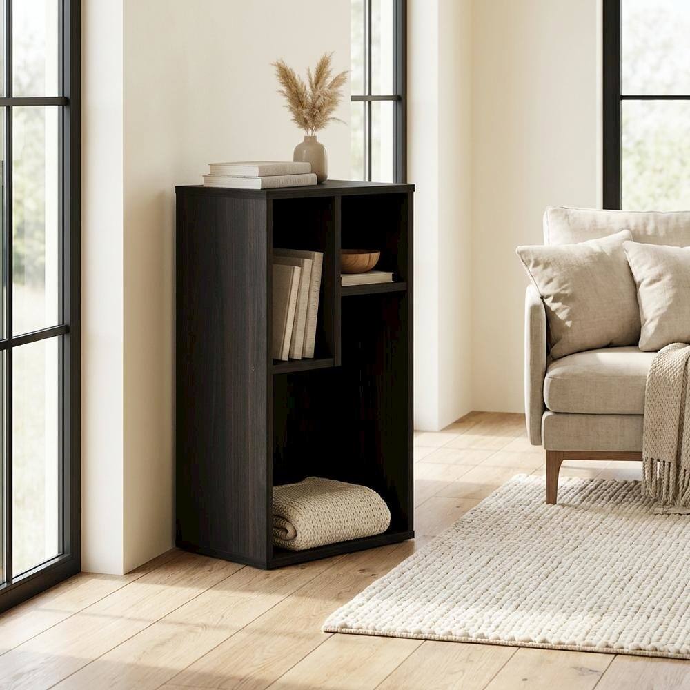 Angle. FurniFact - Irregular 3-Cube Bookcase with Espresso Finish - Espresso.