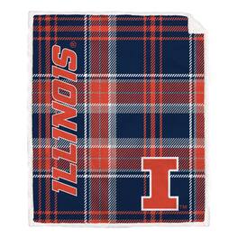 Pegasus - Illinois Fighting Illini 50" x 60" Playmaker Plaid Ultra Cozy Sherpa Throw - Multicolor