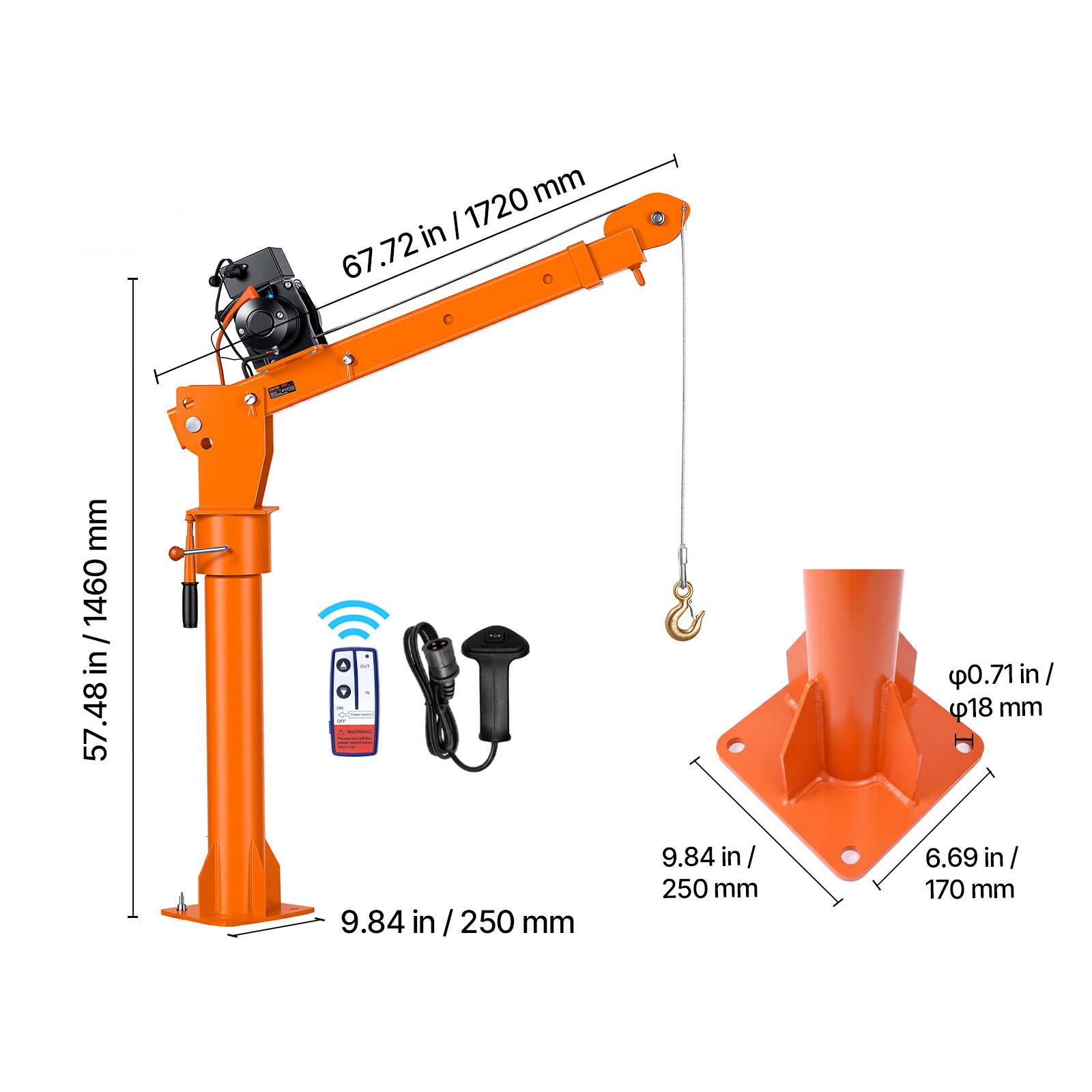 mm 1460 / 57.48 in  
1720 mm / 67.72 in  
9.84 in / 250 mm  
φ0.71 in / 18 mm  
6.69 in / 170 mm