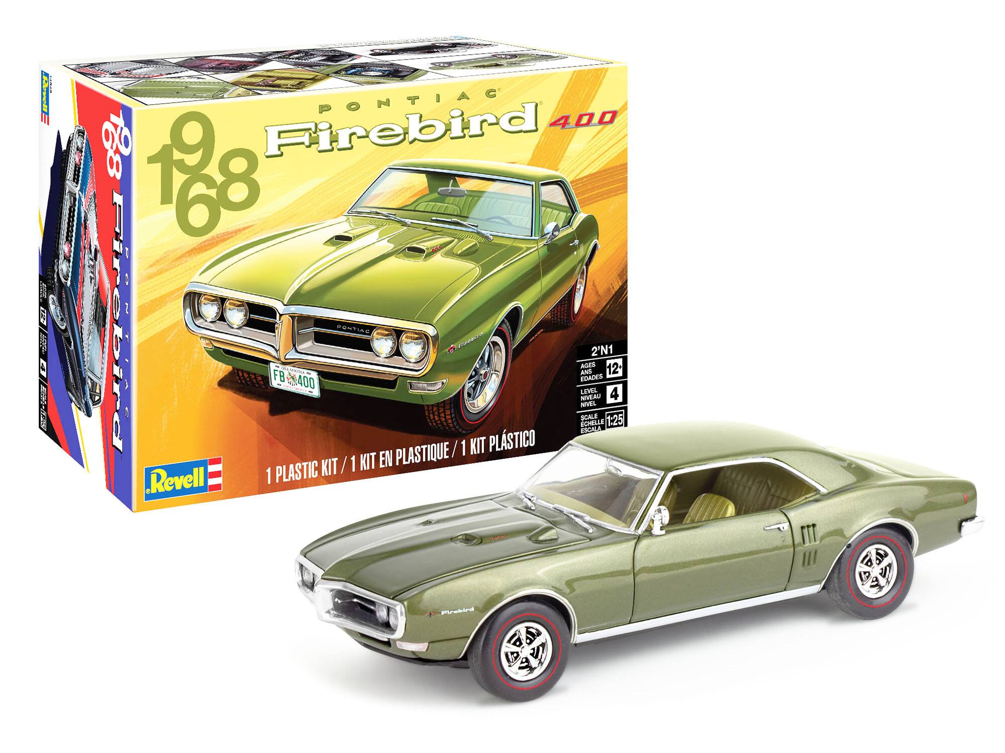 AieN 2 I2 - C1 - PONTIAC Firebird 400 Bs 1 68 6 ~ Firebird PONTIAC FB n 400 POSTIE PLASTIQUE / 1 KIT PLASTICO AdRS ANS ESCALA SCALE EDACES LEMIL NAU NVEL SCHELLE 2'N1 1:25 12 4 KIT / KIT / 1 KIT EN Revell 1 PLASTIC ITT