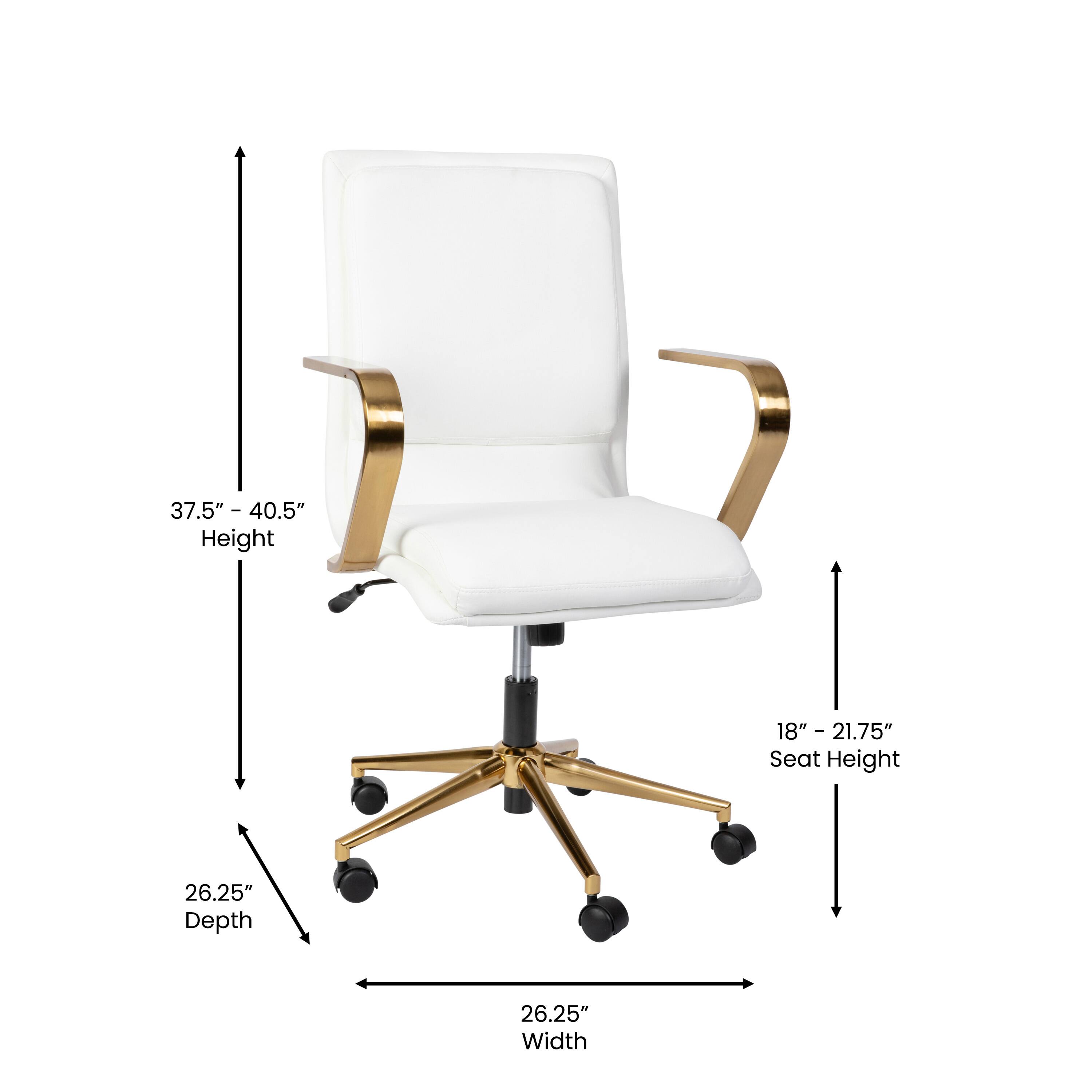 Alt View 13. Alamont Home - James Designer Executive Swivel Office Chair with Brushed Gold Arms and Base, White - White/Gold.