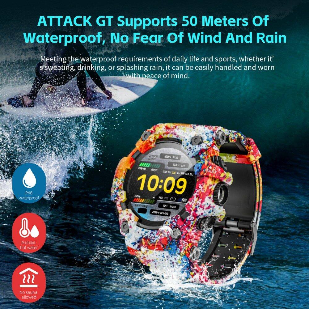 ATTACK GT Supports 50 Meters Of Waterproof, No Fear Of Wind And Rain

Meeting the waterproof requirements of daily life and sports, whether it's sweating, drinking, or splashing rain, it can be easily handled and worn with peace of mind.

IP68 waterproof

Prohibit hot water

No sauna allowed