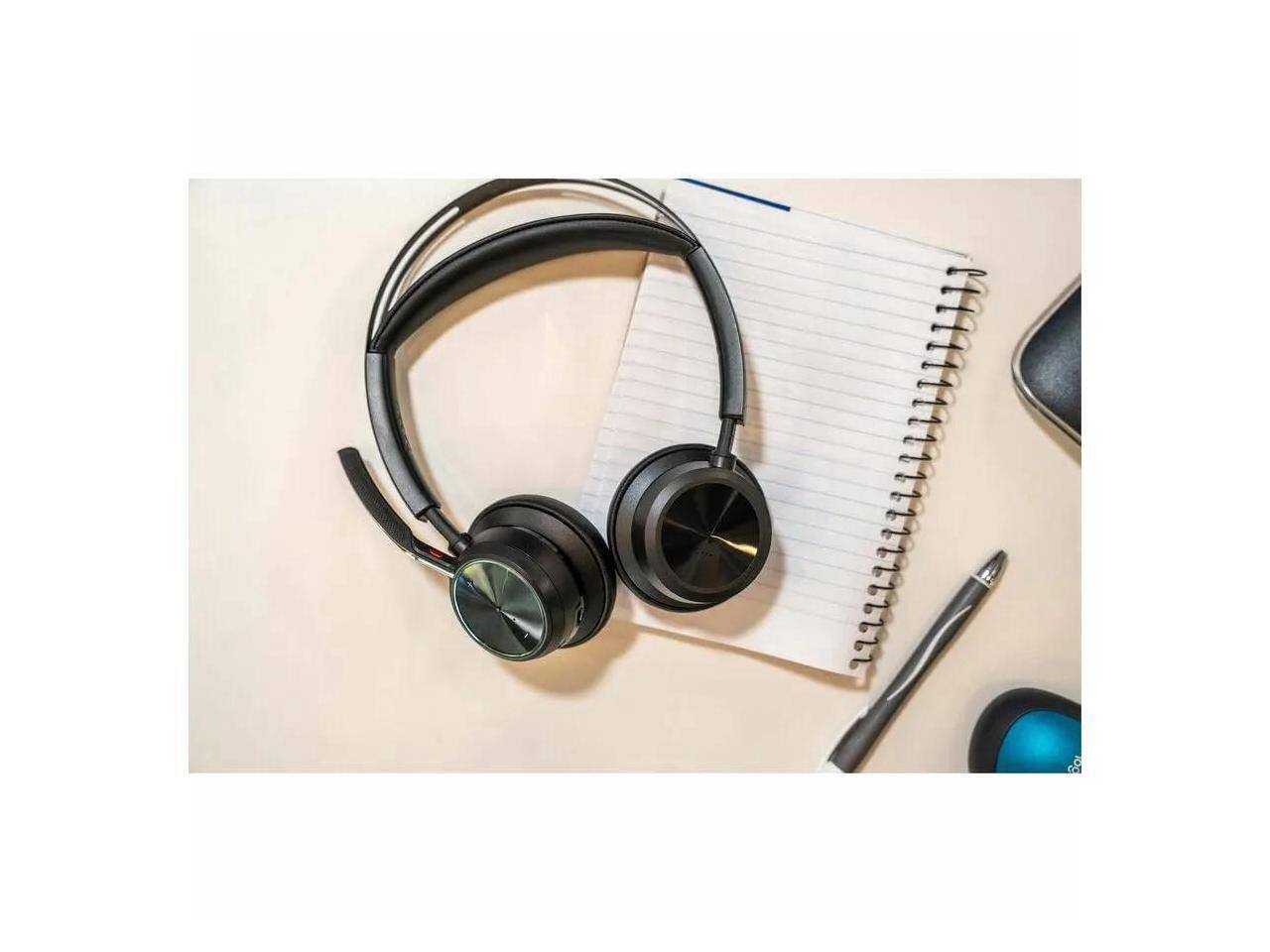 Alt View 8. HP - Poly Voyager Focus 2 USB-C Headset w/ Adapter - Stereo, Bluetooth, Wired/Wireless - Black.