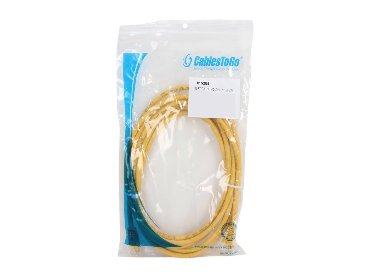 CablesToGo  
Service Through Every Connection  

#15204  
10FT CAT5E MOLDED YELLOW  

ETL  
%181  
E1261  
U1F  

www.cablestogo.com  
800-287-7  

Made in China