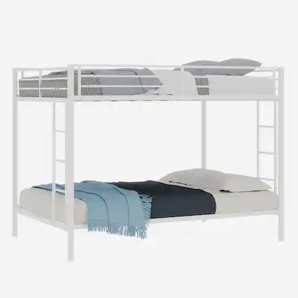 Front. GOODSILO - Multi-Functional Full Size Metal Bunk Bed with Robust Square Tube Frame for Space Optimization - White.