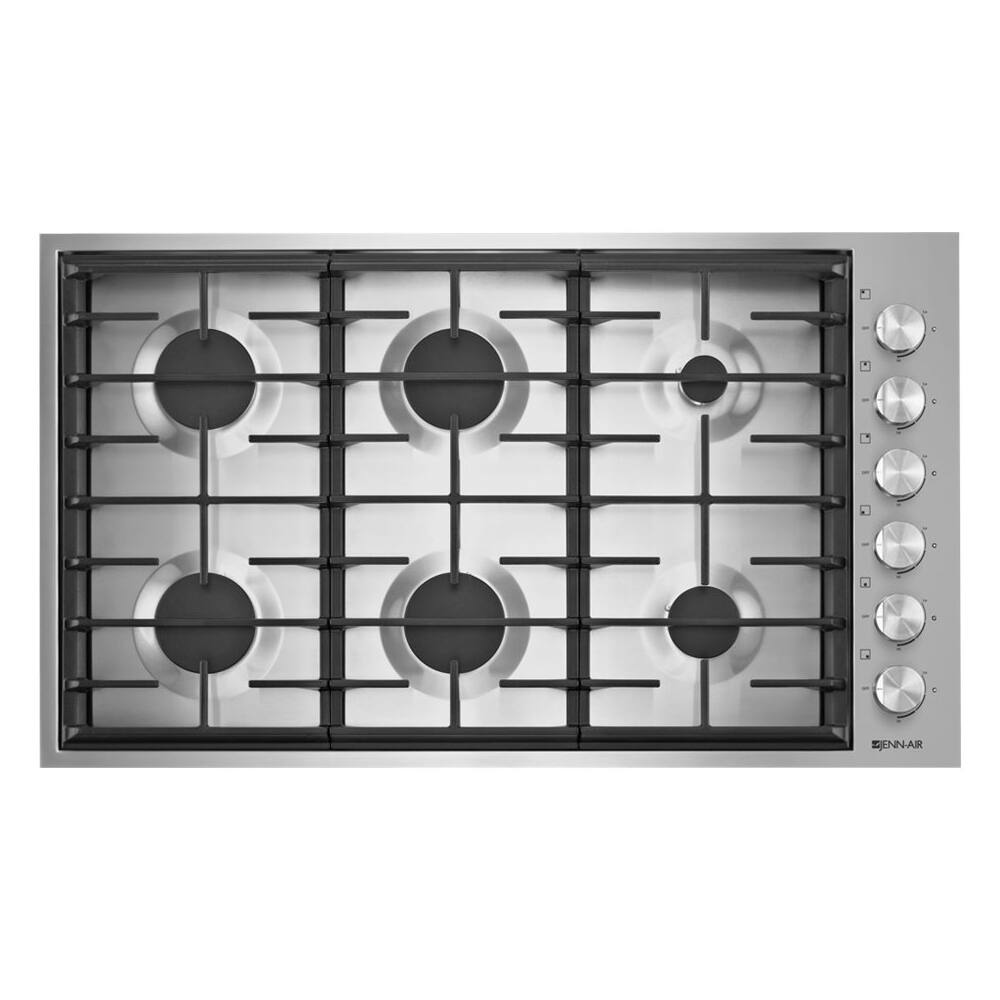Angle. JennAir - 36" Gas Cooktop - Stainless steel.