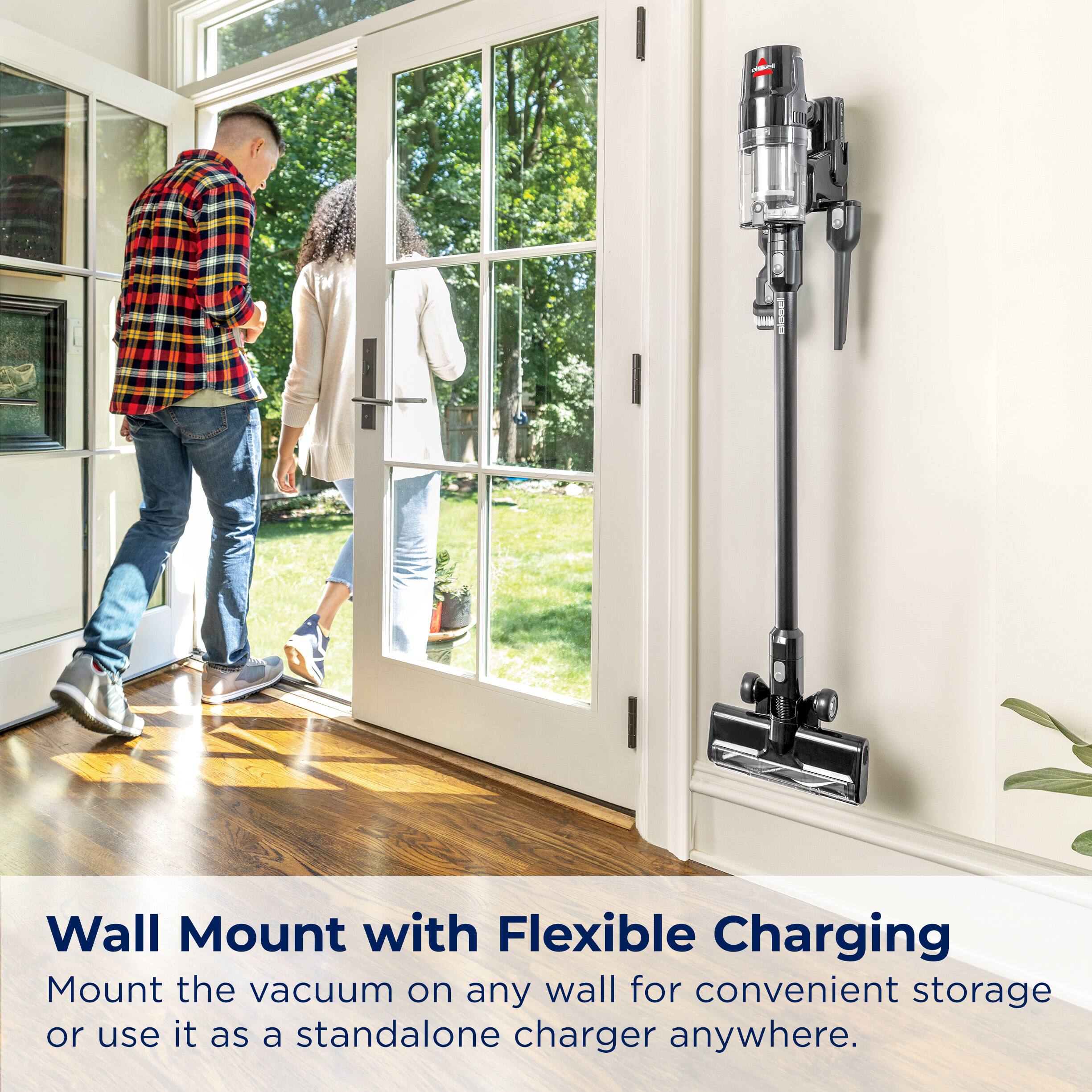 Wall Mount with Flexible Charging: Mount the vacuum on any wall for convenient storage or use it as a standalone charger anywhere.