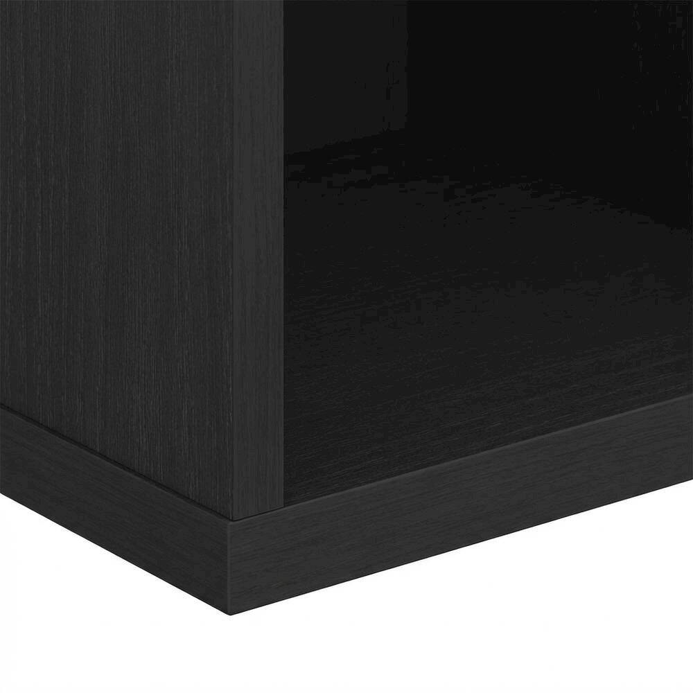 Alt View 2. FurniFact - Black wooden bookcase with compact height and modern design - Blackwood.