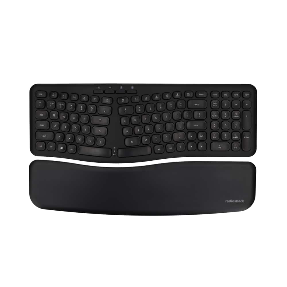 RadioShack - Wireless Ergonomic Keyboard & Mouse Set, Rechargeable - Black
