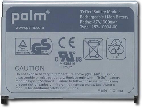 Front Standard. Palm - 3.7V Rechargeable Lithium-Ion Battery for Palm Treo 755p Mobile Phones.