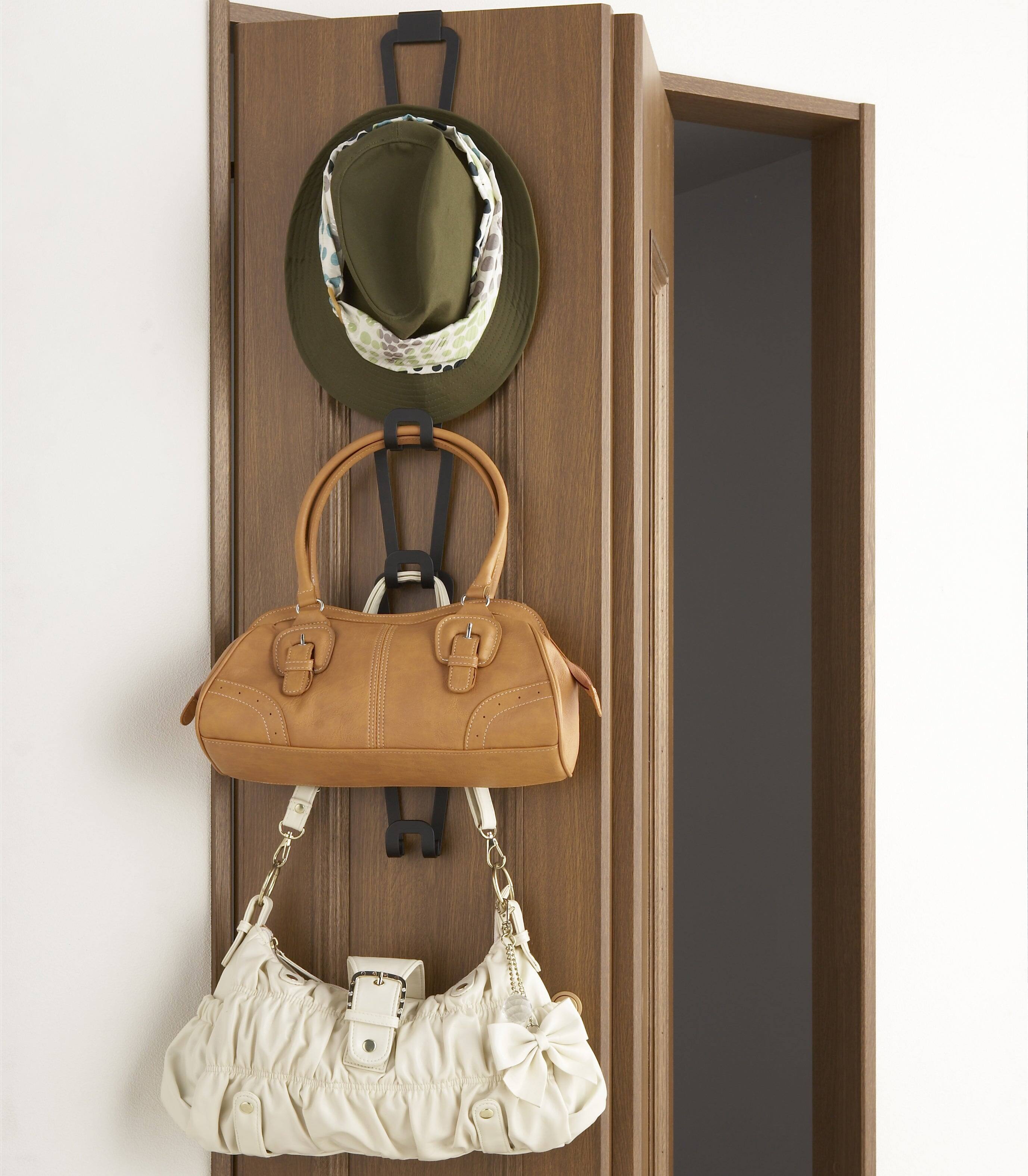 Front. Yamazaki Home - Cascading Storage Hooks - Steel - Black.