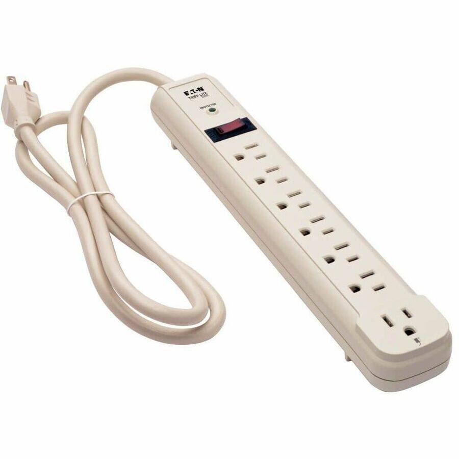 Alt View 4. Tripp Lite - Tripp Lite by Eaton Protect It! 7-Outlet Surge Protector 4 ft. (1.22 m) Cord 1080 Joules 1 Diagnostic LED Light Gray - Unknown.