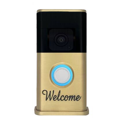 Front. Michael Healy - Welcome Video Doorbell Cover (Ring Battery Doorbell 2024 Release) - Satin Brass.