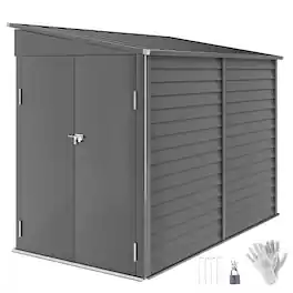 Outsunny - x 9' Outdoor Storage Shed, Lean to Metal Shed with Foundation Kit, Lockable Doors and Gloves for Patio, Lawn
