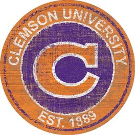 Fan Creations - Clemson Tigers 24'' Round Heritage Logo Sign - Multicolor