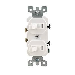 Leviton - 15 Amp 120 Volt Duplex Single-Pole Combination Toggle Switch 5224-2W - White