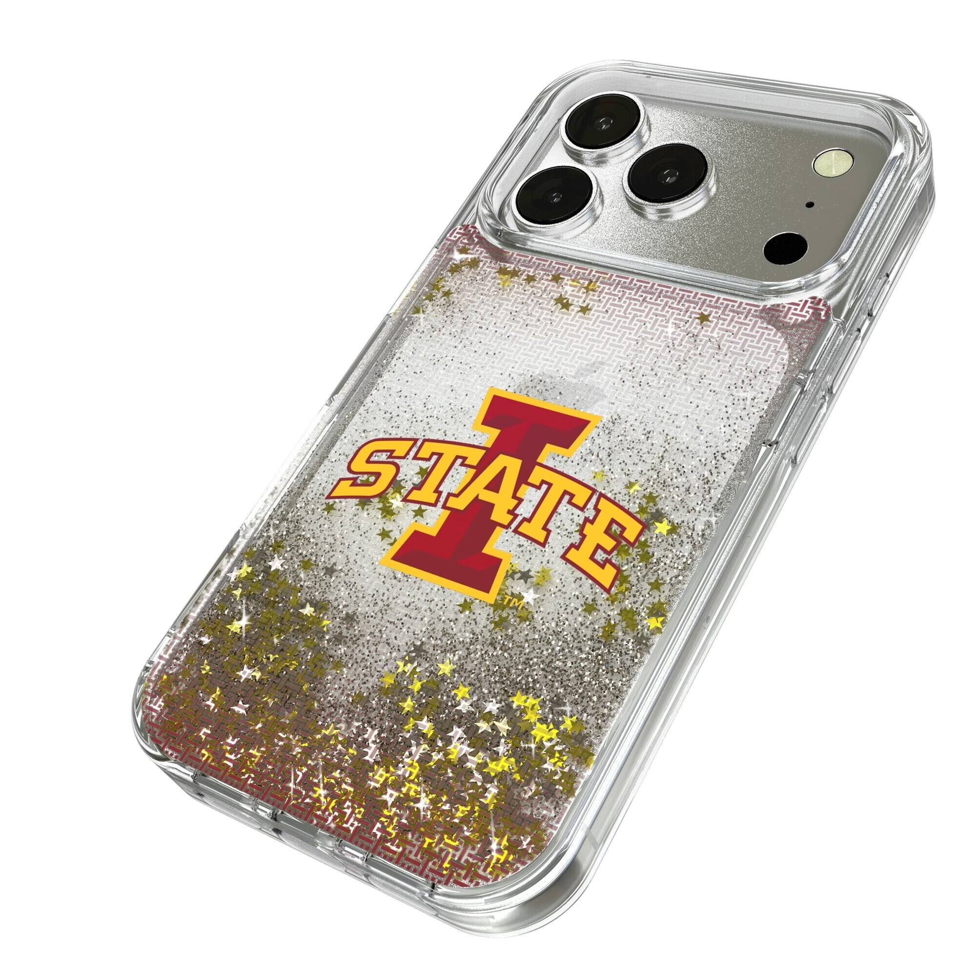 Alt View 1. Keyscaper - Iowa State Cyclones Linen Logo iPhone Glitter Case - 14 - Multicolor.