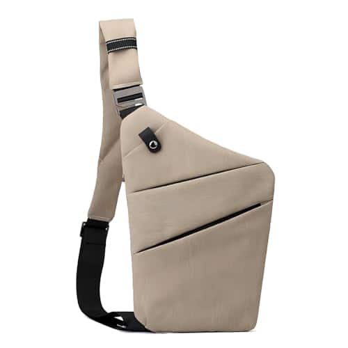 ESBANY - Anti Theft Travel Bag, One Shoulder Large Capacity Cross-body Bag Chest Fashion Lightweight Sling Bags for Travel Sports - Khaki