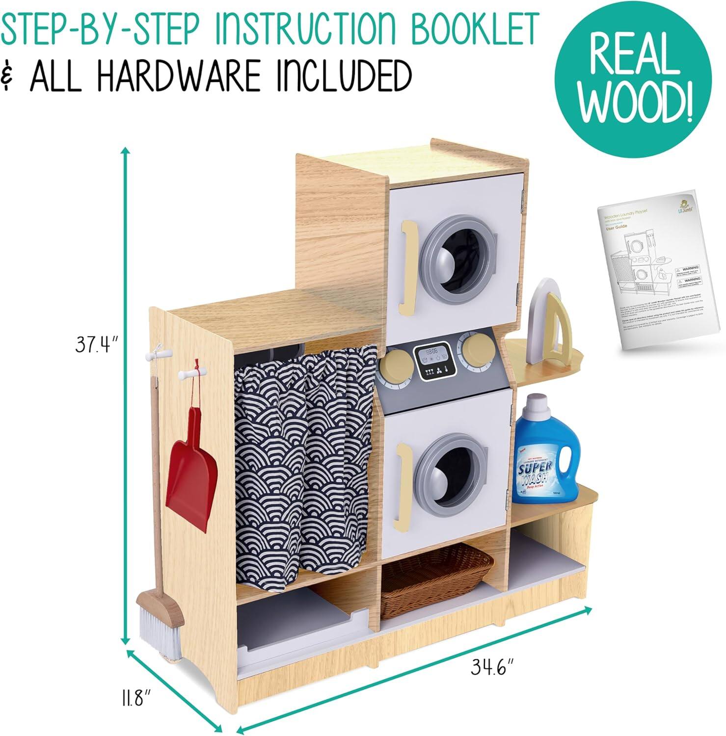 REAL WOOD! STEP-BY-STEP INSTRUCTION BOOKLET ALL HARDWARE INCLUDED 37.4" 11.8" 34.6"