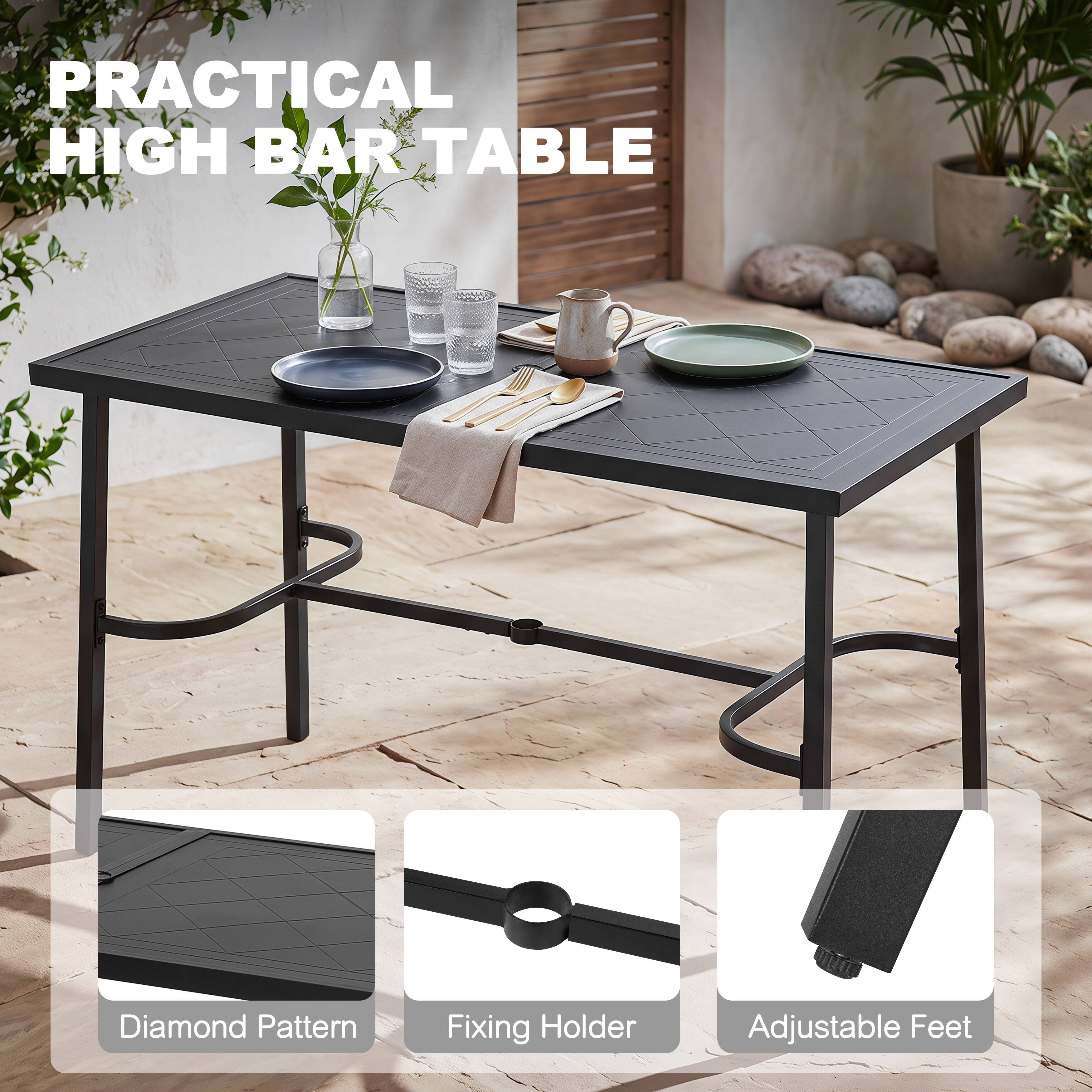 PRACTICAL HIGH BAR TABLE

Diamond Pattern  
Fixing Holder  
Adjustable Feet