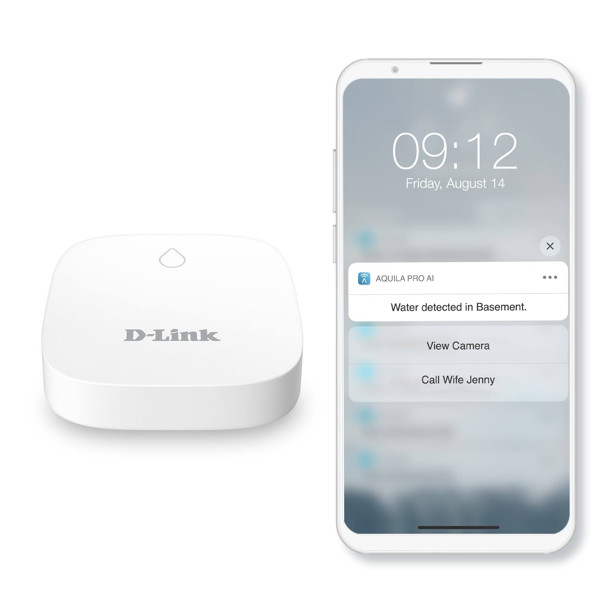 D-Link - Add-on Remote Battery-Powered Water Leak Sensing Pod, Compatible Only with SW-A11KT (SW-A2) - White