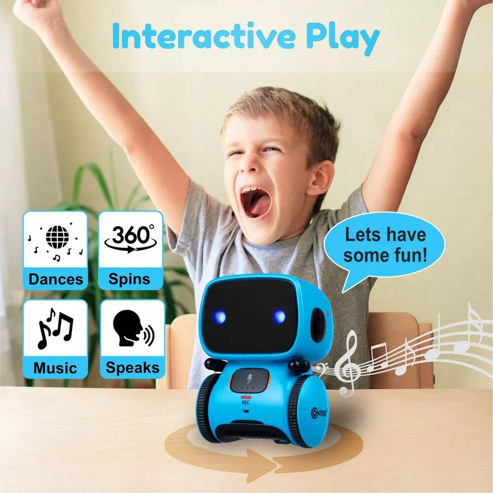 Interactive Play

- Dances
- 360° Spins
- Music
- Speaks

Let's have some fun!
